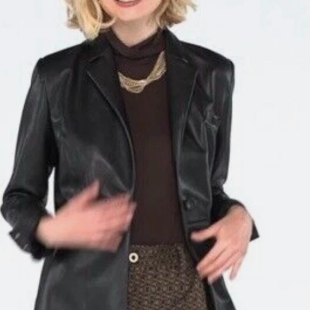 CAbi JAMES Black Leather Jacket #4495 Large EUC
